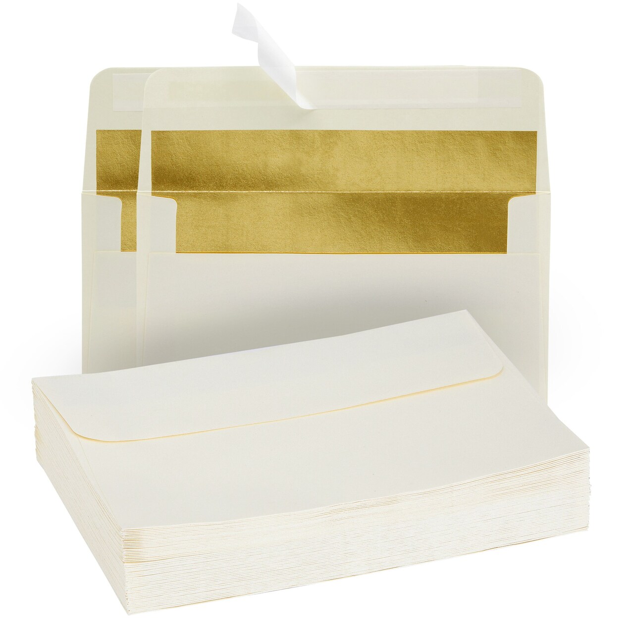 50 Pack Ivory and Gold Envelopes 4x6, A6 Size for Wedding and Party  Invitations (Self Adhesive Peel-and-Stick)